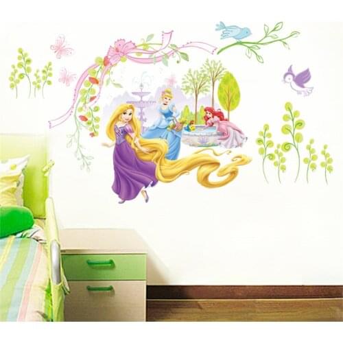 Cartoon Rapunzel Ariel Cinderalle Princess Wall Stickers For Girls Room Home Decoration Pvc Poster Kids Wall Art Decals