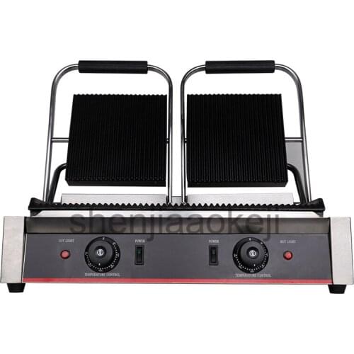 Stainless steel Non Stick Panini Press Plates electric griddle Grilling pan Commercial Electric Sandwich maker 1800+1800w 1pc