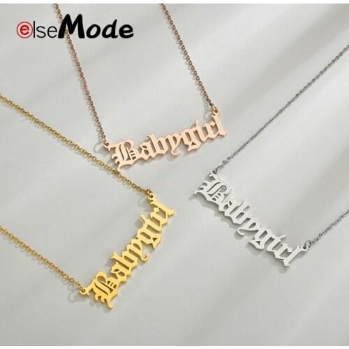 ELSEMADE Fashion Babygirl NecklaceAngel English Necklace Letter Pendants Stainless Steel Mom Lovers Girlfriend Jewelry