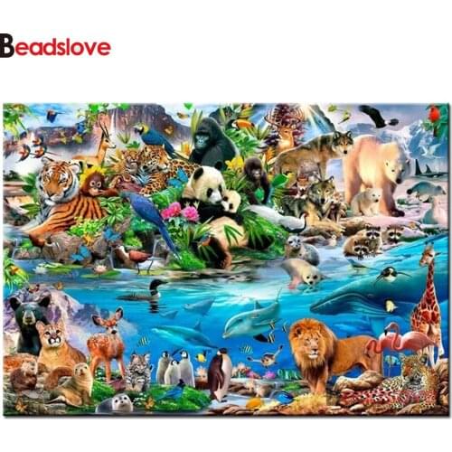 Puzzle 5d diamond painting,full,square,round,3d diamond embroidery dolphin panda lion animal mosaic diamond diy handwork