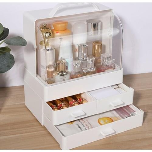 Ransparent Cosmetic Organizer Creative Makeup Storage Box Protable Desktop Organizer Drawer Storage Bins Waterproof Beauty Box