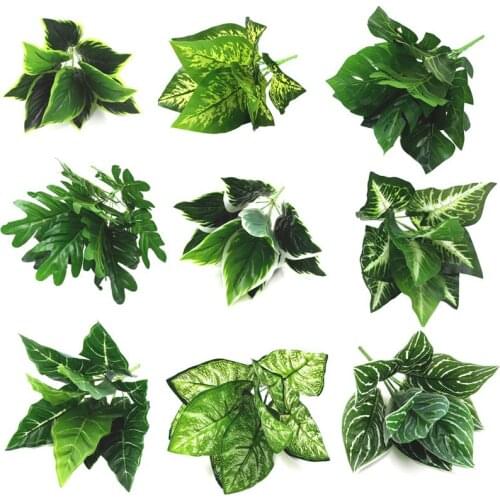 Lifelike Artificial Leaf Branch Realistic 9-Branch Faux Leaf Faux Plant Stem Simulation Plants For Home Decor Photography Props