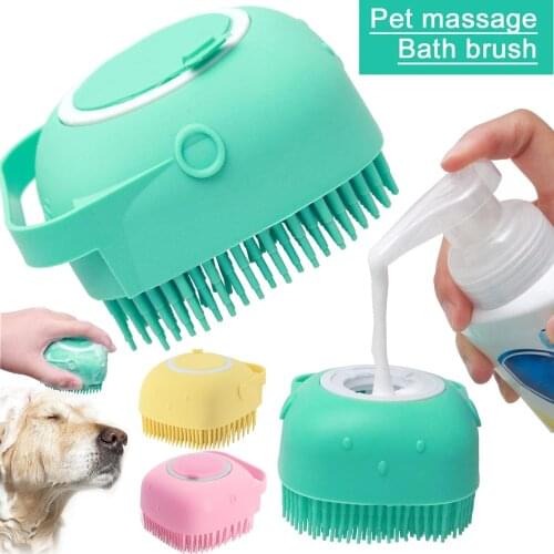 Pet Dog Shampoo Massager Brush Cat Massage Comb Grooming Scrubber Shower Brush for Bathing Short Hair Soft Silicone Brushes