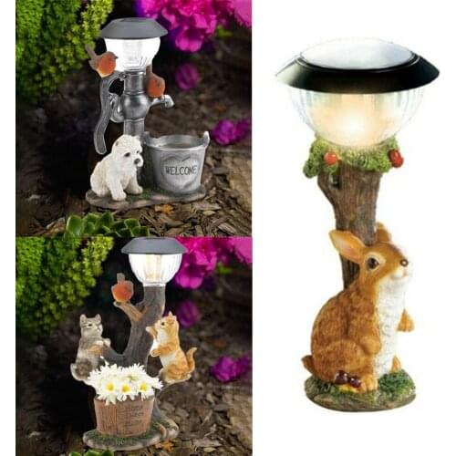 Animal Light Cat Climbing Lawn Lamp Solar Garden Squirrel Statue Ornament Aesthetic Kawaii Home Room Desk Decoration Accessories