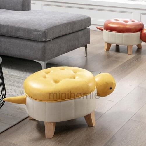 Cartoon Animal Living Room Shoe Changing Stool Turtle Shape Children Small Low Stools Home Furniture Bedroom Leather Footstool m
