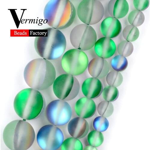 Dull Polished Frost Green Austrian Crystal Round Beads for Jewelry Making 6/8/10/12mm Spacer Beads Diy Bracelets Jewellery 15"