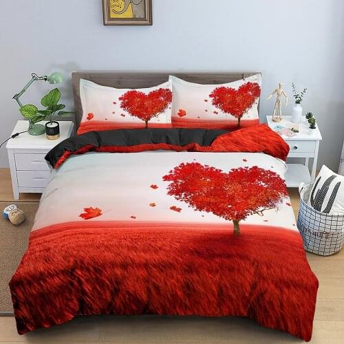 Heart-shaped Tree Romantic Style Comforter Cover Bedclothes Duvet Cover Set Full Queen King Bedding Set Soft Quilt Cover