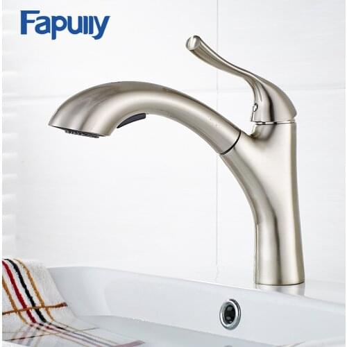 Fapully Pull Out Kitchen Sink Faucet Chrome Pull Down Water Mixer Sink Tap Hot Cold Kitchen Faucet Torneira
