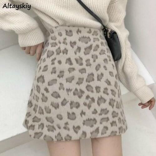 Skirts Women Ins Harajuku Leopard Trendy Fall All-match Empire A-line Ladies Party Clubwear All-match Slim Retro Femme Clothing