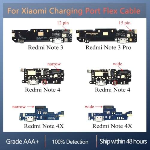 Charging Port PCB Board For Xiaomi Redmi Note3 3 Pro Note 4 Note 4X Charging Port Flex Cable Ribbon Replacement With Microphone