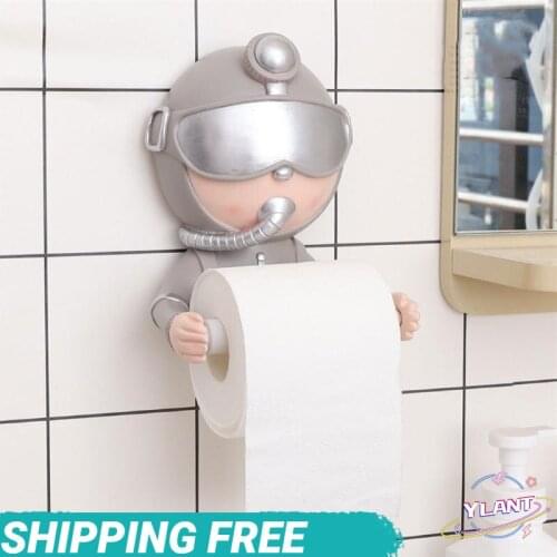 YLANT 1PC Creative Diver Roll Paper Rack No Punching Toilet Tissue Holder (Silver)