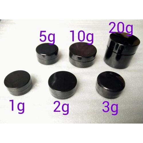 100PCS/lot Empty 1g 2g 3g 5g 10g 20g Black Portable Cream Jar jars Pot Box Makeup Nail Art Cosmetic Bead Storage Container
