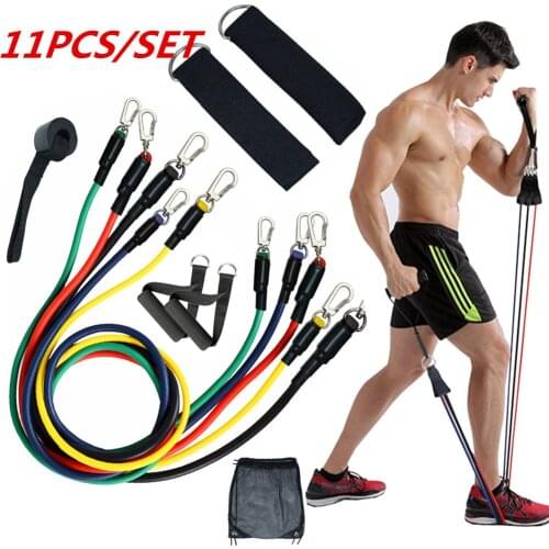 2020 New In stock 11pcs/set Pull Rope Fitness Exercises Resistance Bands Latex Tubes Pedal Excerciser Body Training Workout Yoga