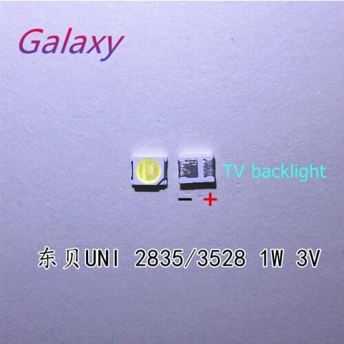 200PCS Original UNI LED 3528 2835 1210 Light Beads High Power 1W 3V 90LM Cool white For LED LCD TV Backlight Application