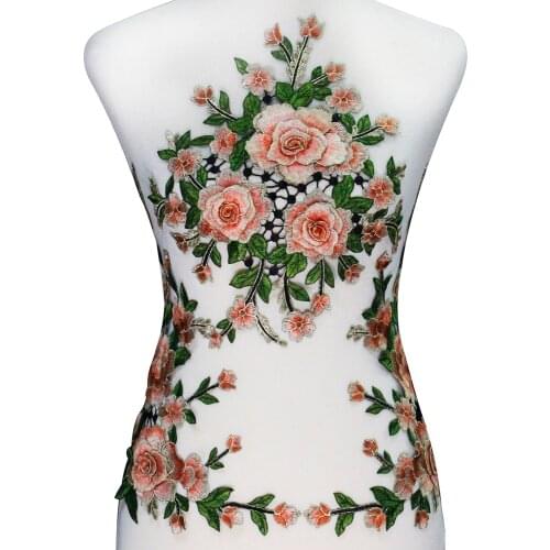 5set 3D Flower Embroidery Fabric Patches Lace Applique Gold Metallic Sew on Embossed Triming Craft Sewing Accessories T2546