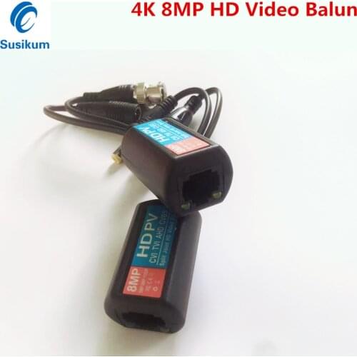 5 Pairs 4K 8MP Passive HD Video Balun Coax Power Transceiver Connectors BNC To RJ45 For Surveillance CCTV Camera