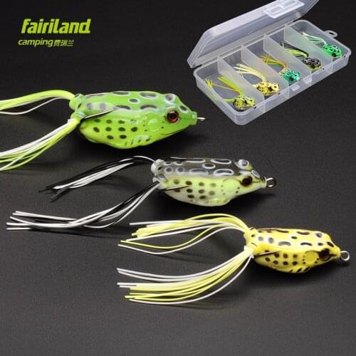 5pcs Fairiland Soft Rubber Frog Fishing Lure 4cm/5cm/5.7cm Topwater Soft Frog Bait w/ FREE Bait Box