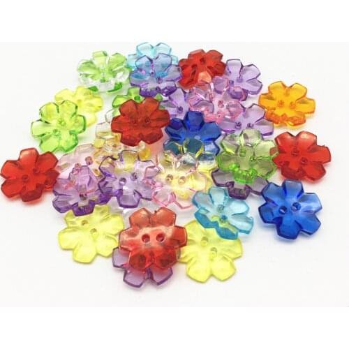 50pcs 22mm Mixed Crystal Acrylic Flower Buttons Sewing 2 Holes Fashion Button DIY Crafts Embellishments For Scrapbooking