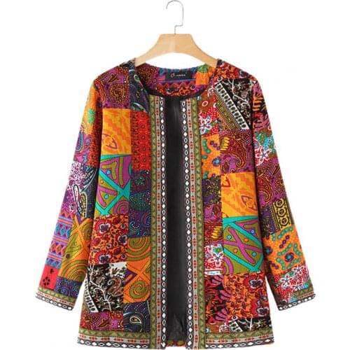 80% Dropshipping!!Printed Cardigan Non-positioning Printing Ethnic Women Long Sleeve Open Stitch Overcoat for Vacation