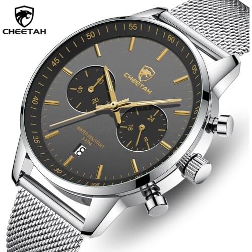 CHEETAH Men Watch Top Brand Luxury Fashion Sport Watches Mens Stainless Steel Waterproof Business Wristwatch Relogio Masculino