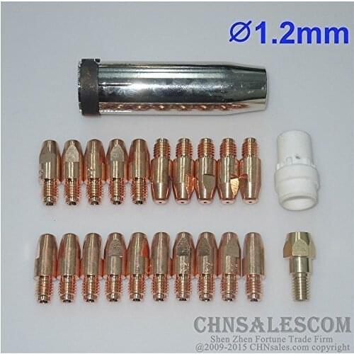 CHNsalescom 23 PCS MB 36KD MIG/MAG Welding Air cooled Gun Contact Tip 1.2x30 Gas Nozzle