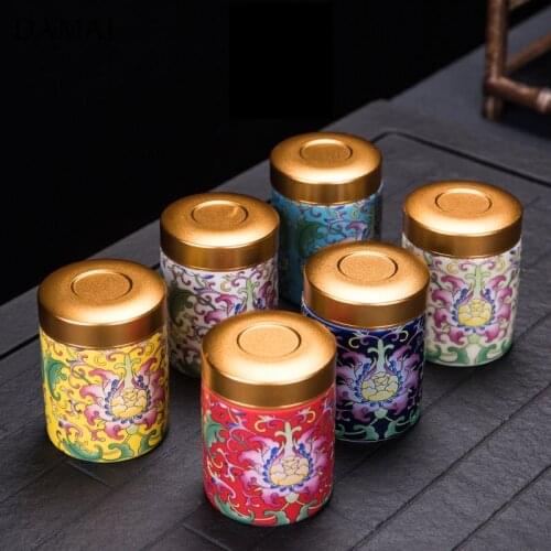 Flowers Decoration Ceramic Tea Tins with Lid French Enamel Porcelain Tea-leaf Caddies Retro Coffee Table Teas Storage Container