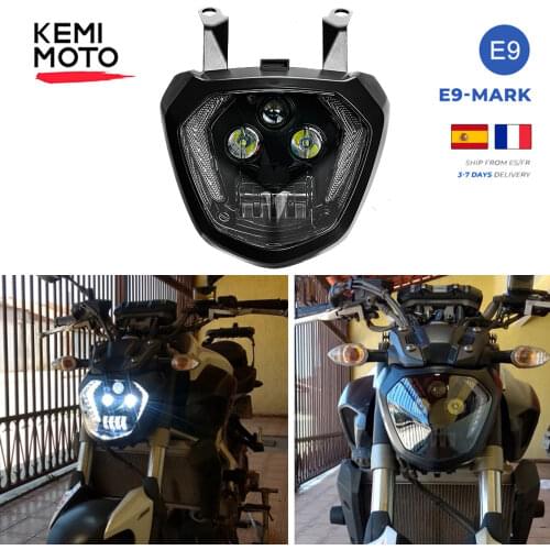 KEMiMOTO For YAMAHA MT07 Headlight MT 07 LED Lamp DRL FZ07 2014 2015 2016 2017 Motorcycle Headlight MT07 110W 12V