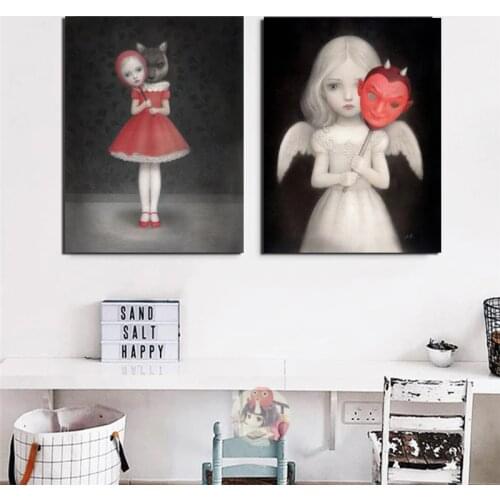 Home Decor Nicoletta Ceccoli Canvas Print Doll Poster Girl Painting Modern Fairy Tale World Wall Art Office Fish Modular Picture
