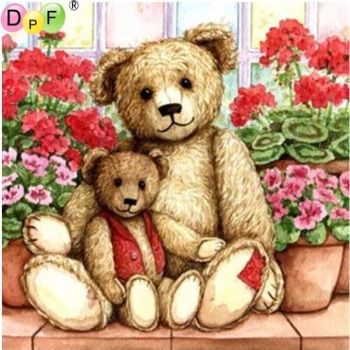 DPF DIY Little bear a flower pot 5D diamond mosaic 5D square diamond embroidery home decor diamond painting cross stitch crafts