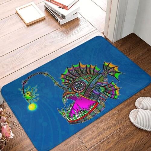 Electric Angler Fish Doormat Carpet Mat Rug Polyester Non-Slip Floor Decor Bath Bathroom Kitchen Bedroom 40x60