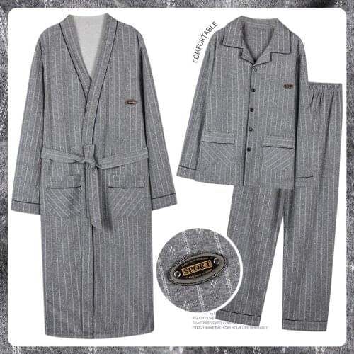 Men Fahion Kimono Bathrobe Autumn Spring Cotton Long Robe Comfortable Sleepwear Plus Size XXXL Nightgown Male Loose Home Wear