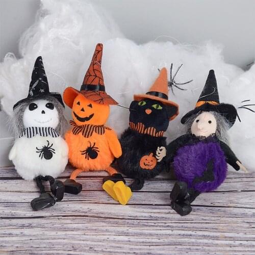 Halloween Witch Pumpkin Cat Scary Doll Pendant Hanging Ornament Plush Toy Kids Gift Halloween Decoration Horror Party Supplies