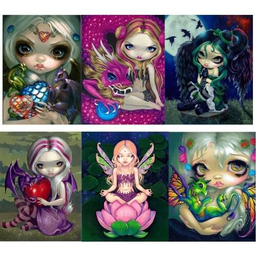 Big Eye Doll 5D DIY Full Round Drill Rhinestone Picture Mosaic Craft Diamond Painting Poster Home Wall Decor Gift 30x40CM