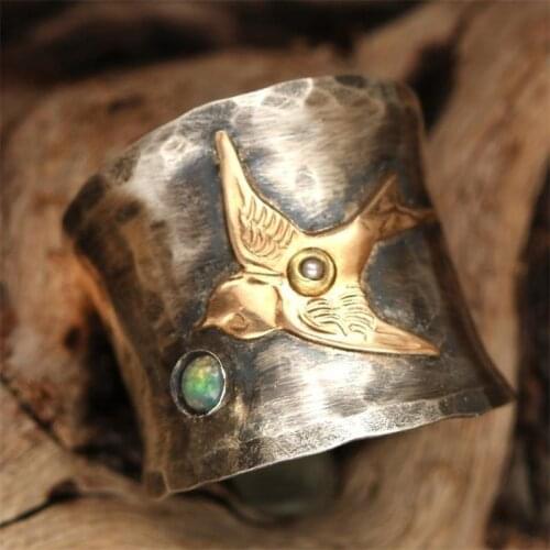 Wide Band Honey Bee/Butterfly/Hummingbird/Dragonfly Ring Us 6-10 Bee Rings for Women Jewelry Vintage Animals Band Ring #VC38FR