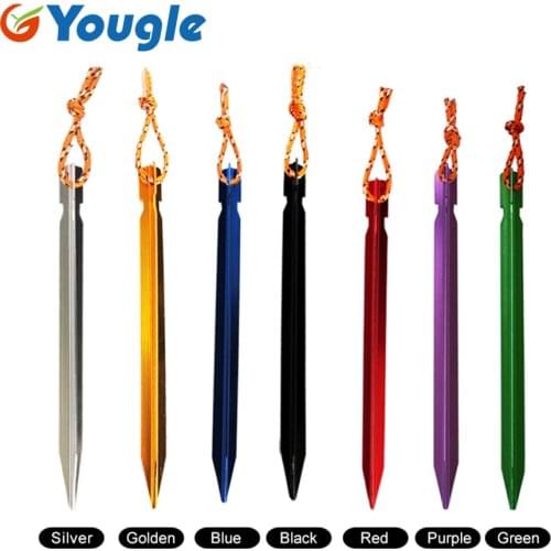 18cm Professional Aluminum alloy Tent Pegs with Rope Stake Camping Hiking Equipment Outdoor Traveling Tent Accessories