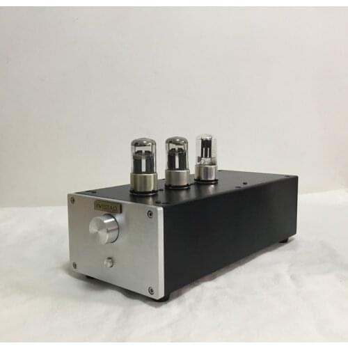 IWISTAO Tube Preamplifier HIFI Pure 6N8P Voltage Amplification 6Z5P Rectifier Whole Aluminum Casing Silver Panel Black Chassis