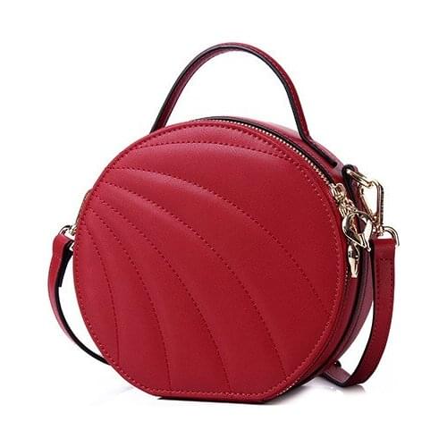 Genuine leather small solid round crossbody bag charming zipper handbags for women