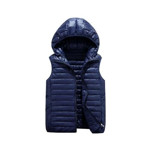 Mens Jacket Sleeveless Vest Autumn Winter Male Cotton-Padded Hooded Vest Coats Ultralight Warm Waistcoats Mens Clothing