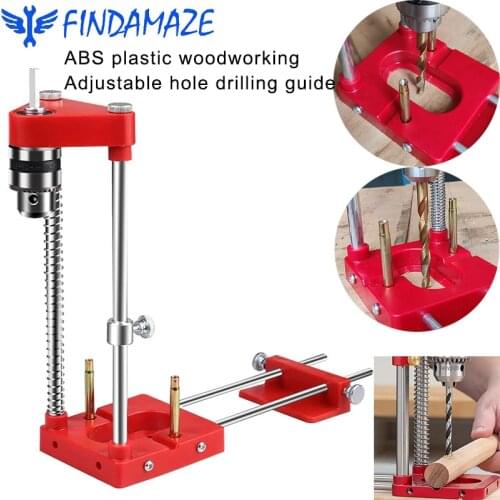 ABS Plastic Woodworking Drilling Locator Adjustable Hole Drilling Guide Precision Locator Woodworking Locator Red and Black Bit
