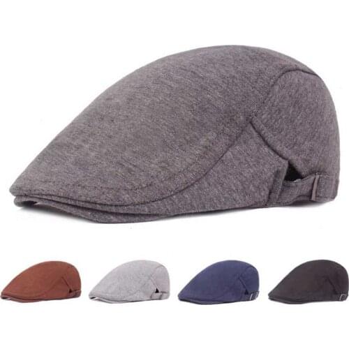 New Vintage Beret Hats for Men Winter Felt Solid Newsboy Cap with Elastic Women Classic Ivy Flatcap Hat Visor Buckle