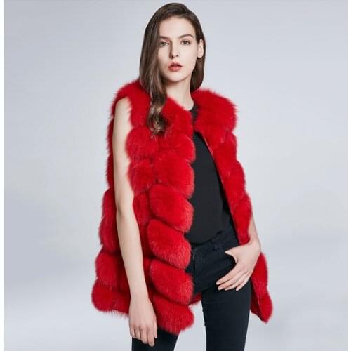 2019 Autumn And Winter New Whole Leather Fox Fur Grass Vest Vest In The Long Paragraph Slim WomenS Jacket New Square Vest
