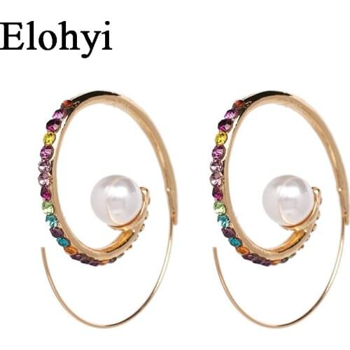 ELOHYI New Unique Punk Preal Rhinestone Colorful Statement Fashion Crystal Drop Earrings Factory Price Wholesale Free Shipping