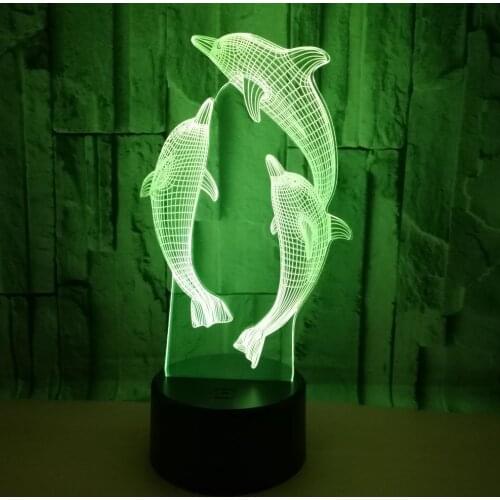 New Dolphin 3d Night Light Festival Gifts Colorful Remote Control Led Lamp Christmas Tree Decorations Usb Nightlight