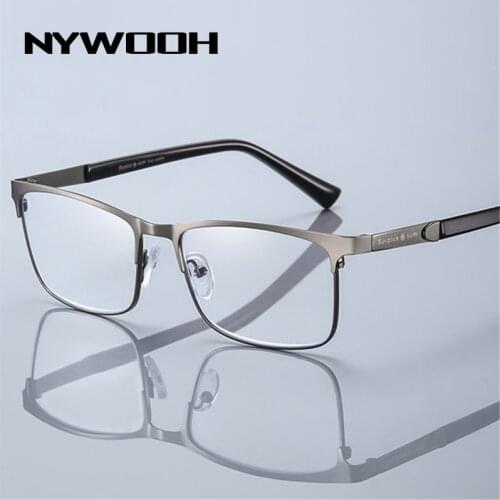 NYWOOH Alloy Reading Glasses for Men Women Anti Blue Light Blocking Lenses Eyeglasses Prescription Business Style +1.0 4.0