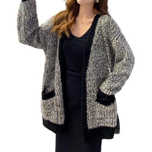 Casual Long Knitted Cardigan Women Tops Mujer 2021 Vintage Loose Sweater Coat Solid Oversized Jumper Korean Fashion Clothes