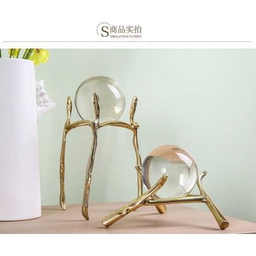 Clear 12cm Crystal Ball with Crystal Glass Ball for Photography Prop All copper stent Home Decoration Accessories Gifts