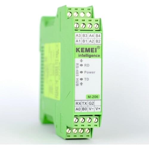 1 to 4 RS485/RS232 to 4 Ports RS485 HUB Splitter Repeater 1500W Protection Thin Module Din Rail Mounting Optical Isolated