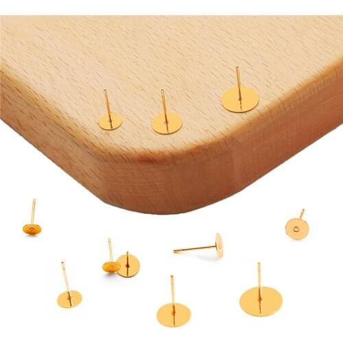 18K Gold Plated 6 8 10mm 2Pcs/lot Brass Copper Stud Earring Back Earring Findings for DIY Jewelry Making Earrings Supplies