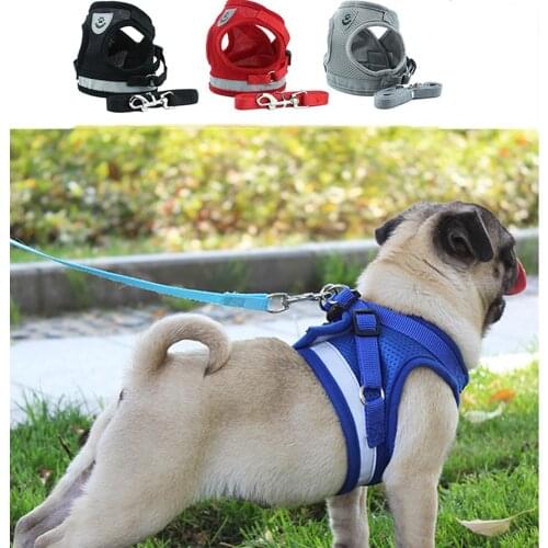 Dog Harness and Leash Set Pet Vest Harness for Small Dogs with Adjustable Reflective Step Soft Mesh Walking Lead