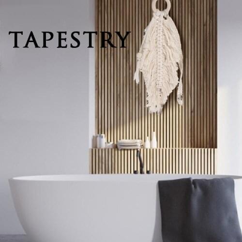 Nordic Minimalist Bohemian Macrame Tapestry Wall Decoration Simulation Leaves Premium Soft Cotton Rope Tassel Pendant